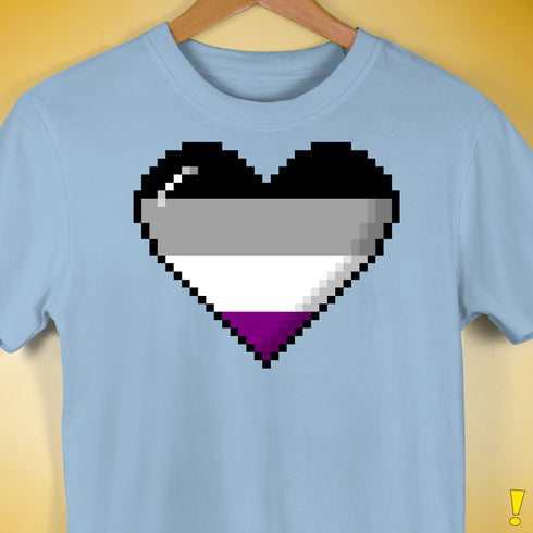 Asexual Pride 8-Bit Pixel Heart Premium Unisex T-Shirt - Baby Blue